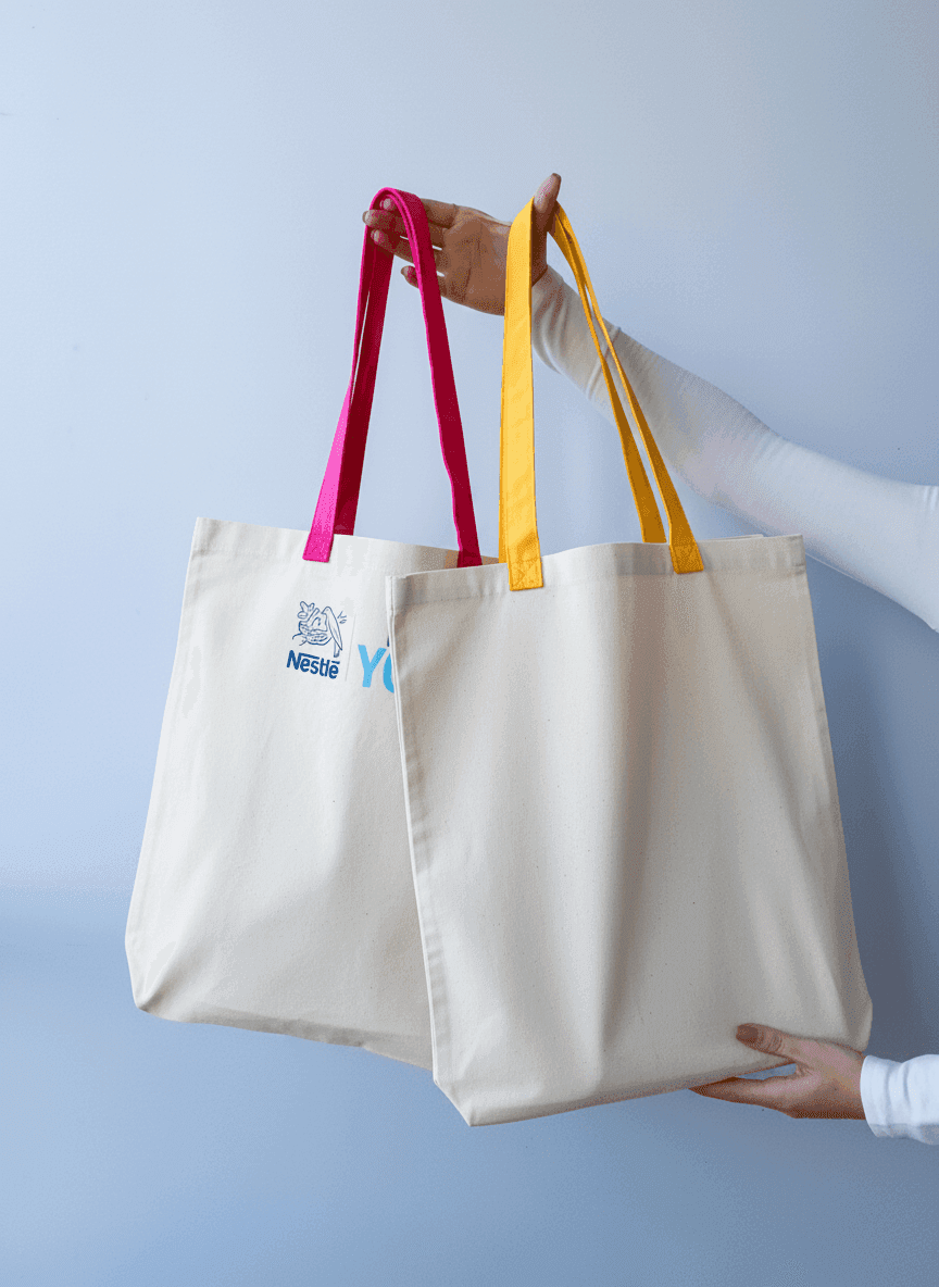 Шопер із бавовняної саржі з довгими ручками для покупок