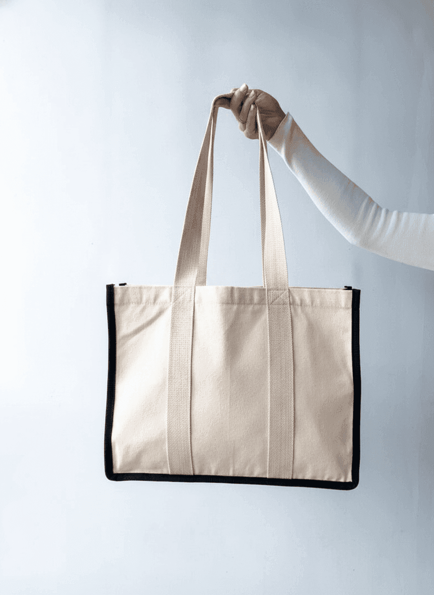 Twill Tote Bag with Interior & Exterior Pockets