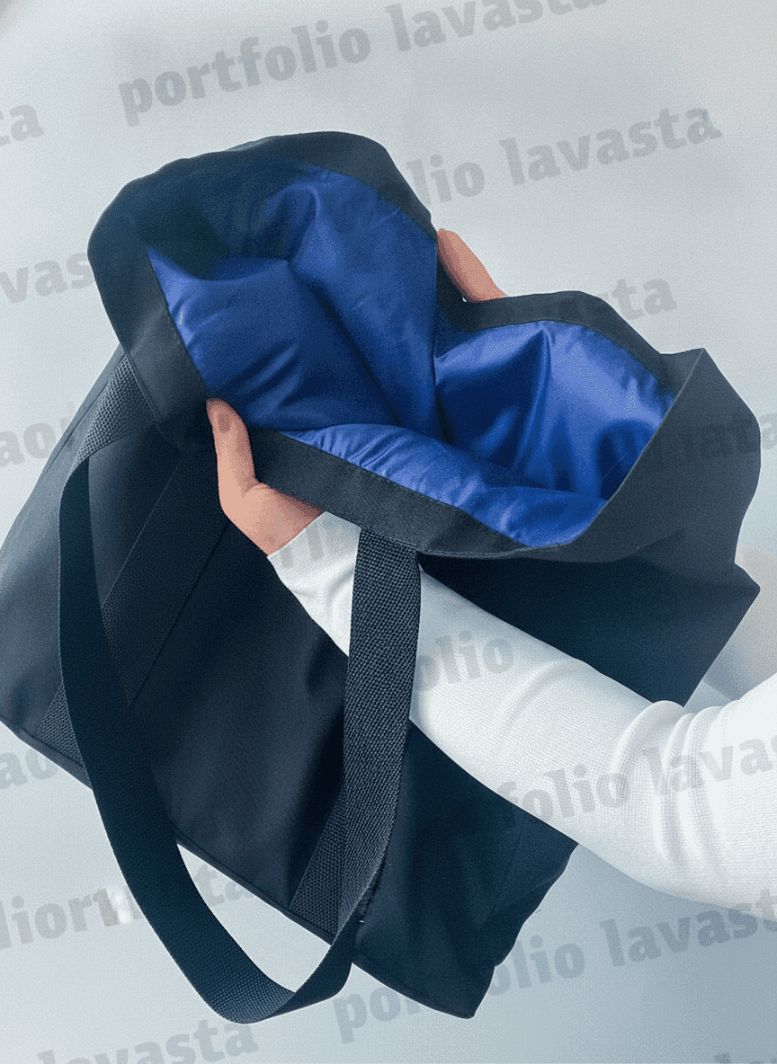 Lavasta Tote Bag with Panels & Sewn-On Handles
