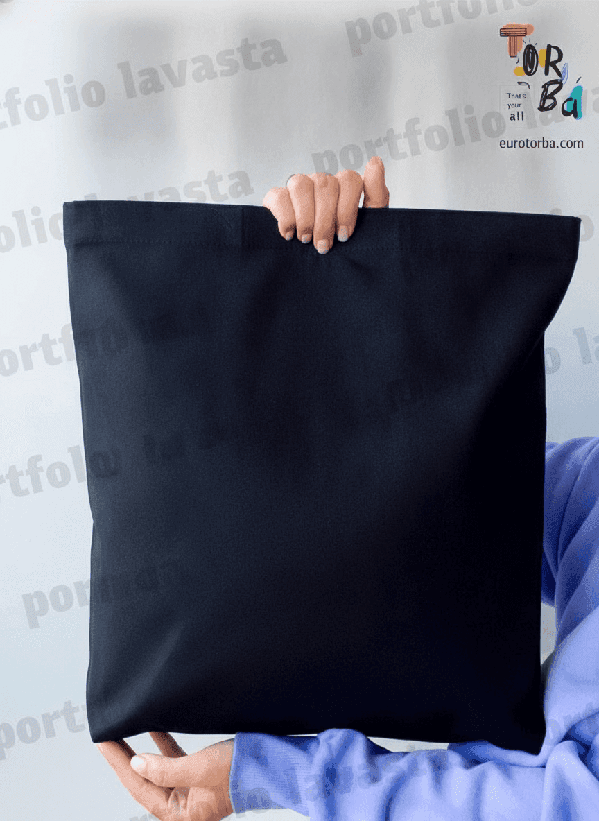 Black Heavy Cotton Tote Bag with Trim
