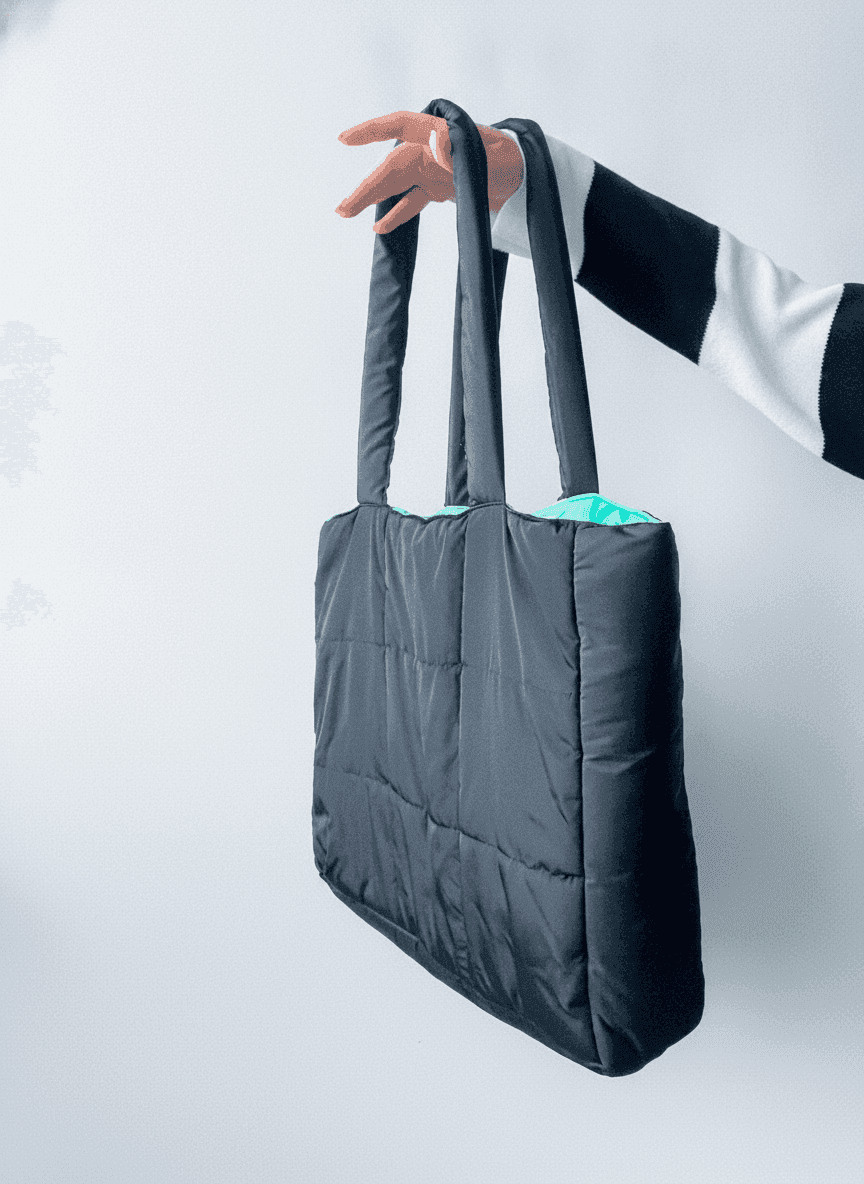 Black Winter Quilted Tote Bag