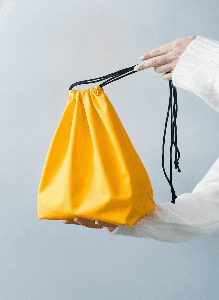 Yellow Calico Pouch with Flat Bottom