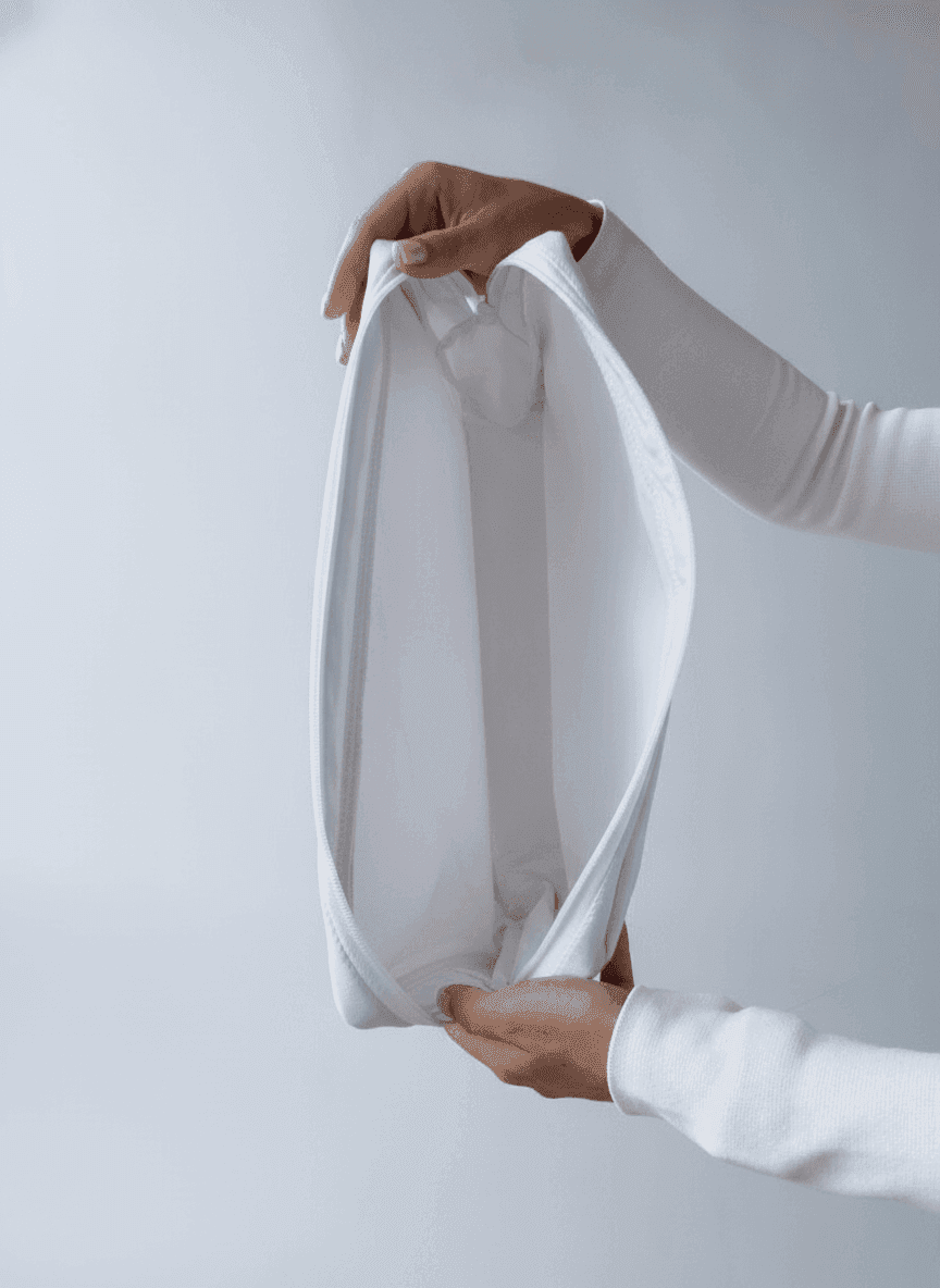 White Twill Makeup Bag with Zipper