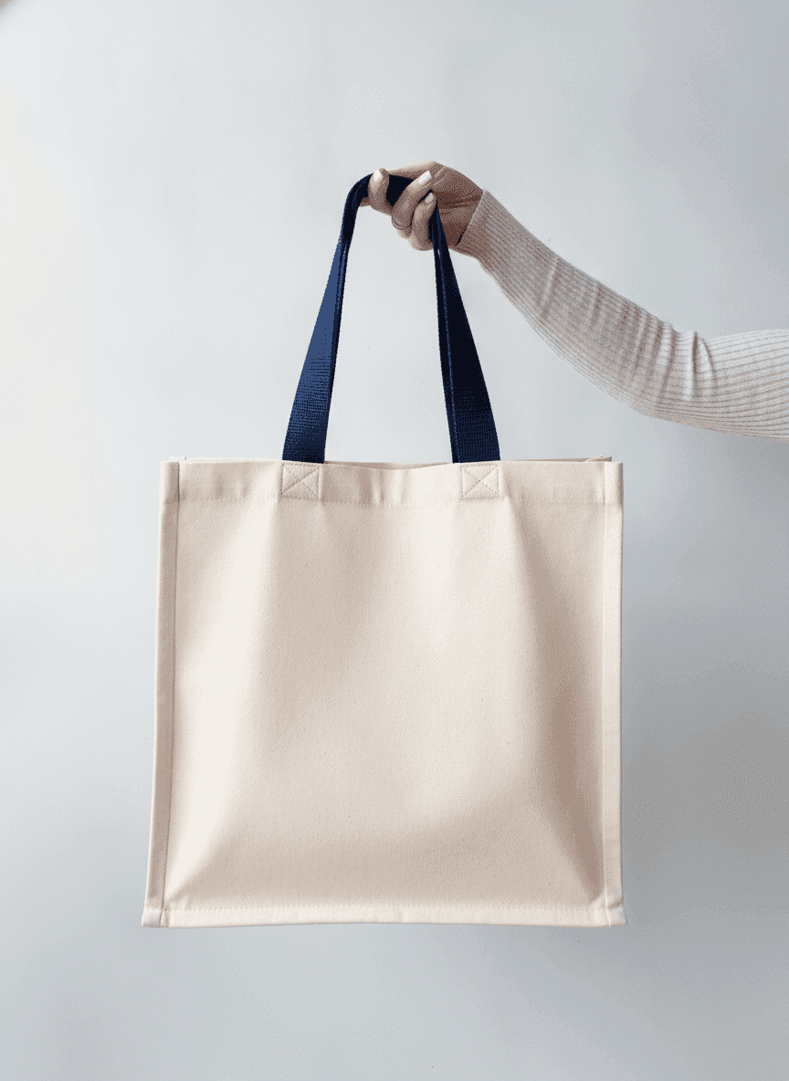 Light Beige Tote with Contrast Handles & Trim