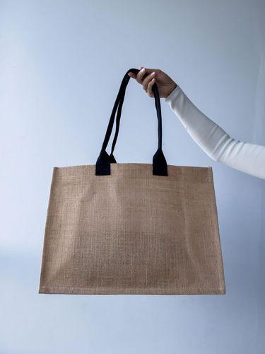 Екосумка з джуту з дном і довгими ручками — Джутовий шопер для покупок та брендування без друку розмір: 45см х 33см х 15см