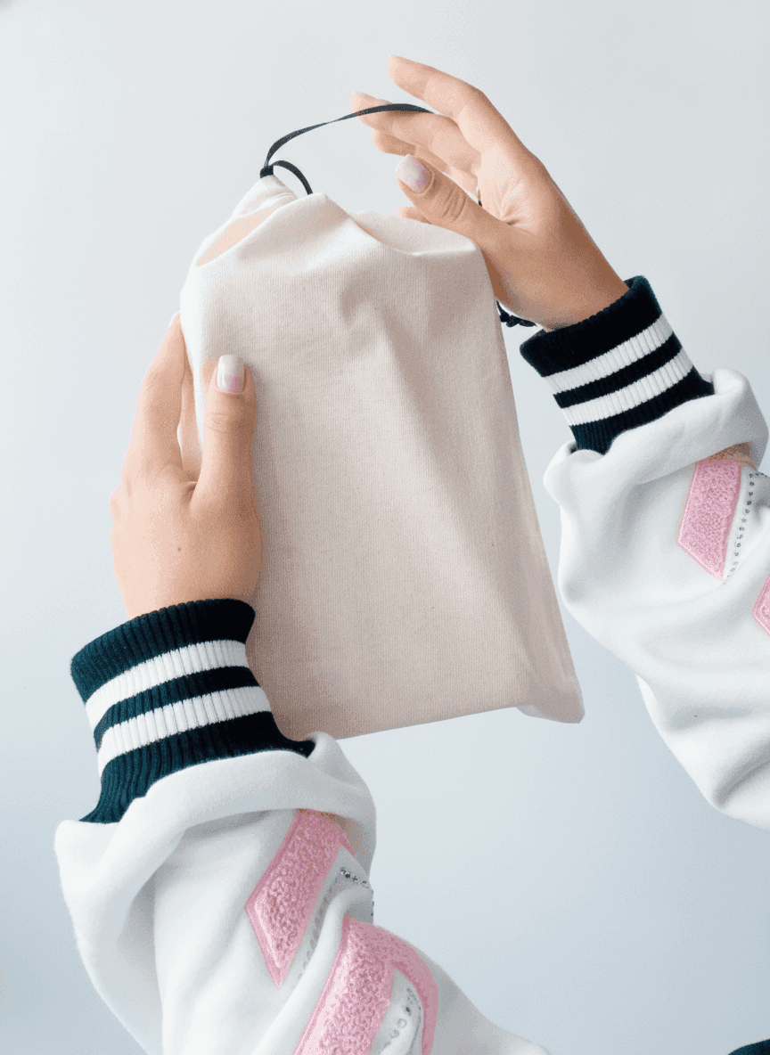 Light Beige Cotton Muslin Pouch