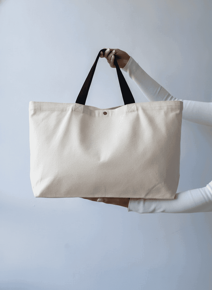 Gusseted Eco Tote Bag, Double-Layer with Key Carabiner