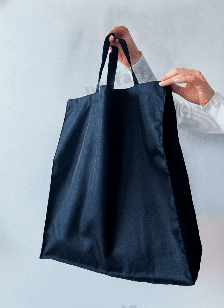 Black Twill Tote with Double Handles