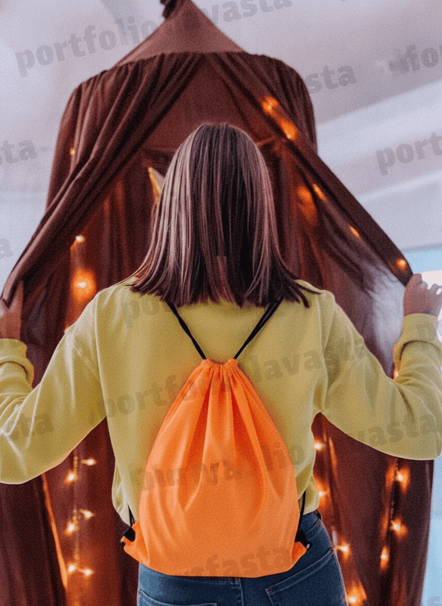 Yellow Nylon Backpack with Reflective Strip