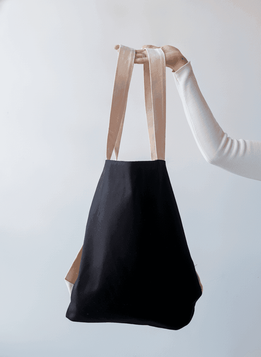 Black Canvas Mini Backpack with Light Straps
