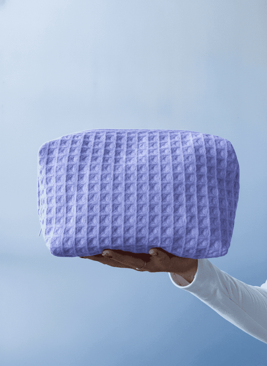 Lavender Waffle Makeup Bag, Zippered