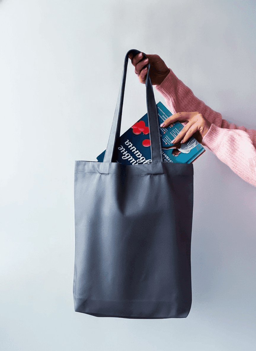 Gray Heavy Cotton Tote Bag