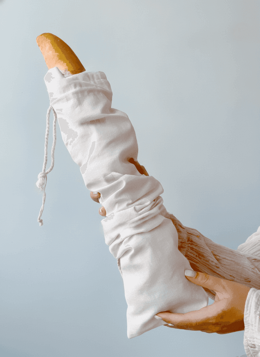 Cotton Baguette Bag with Anti-Mold Liner