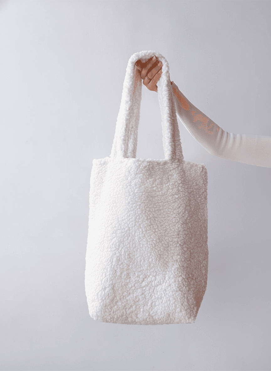 White Fluffy Shearling Tote Bag