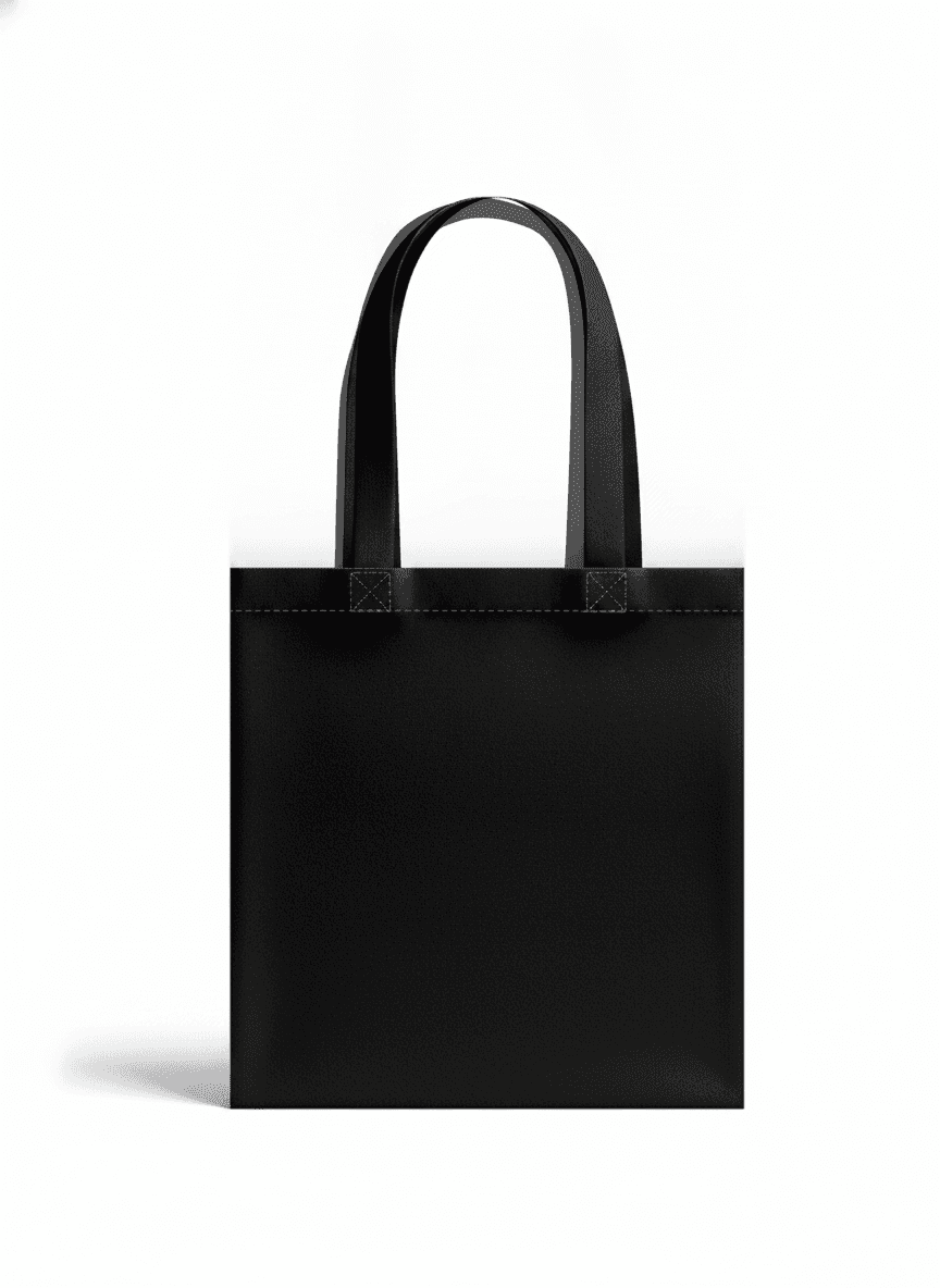 Black Lined Heavyweight Cotton Tote Bag