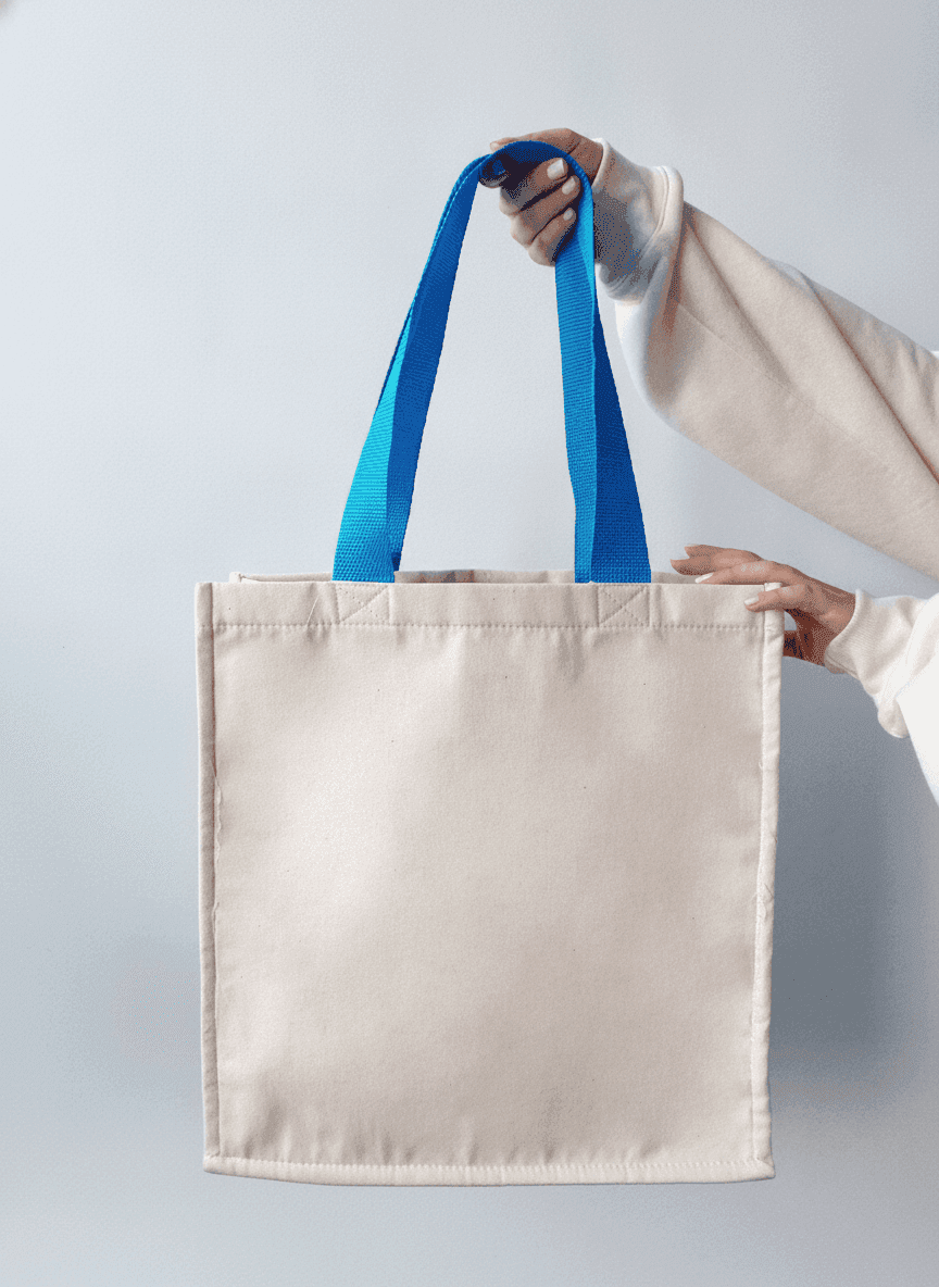 Structured Twill Tote Bag with Metal Frame