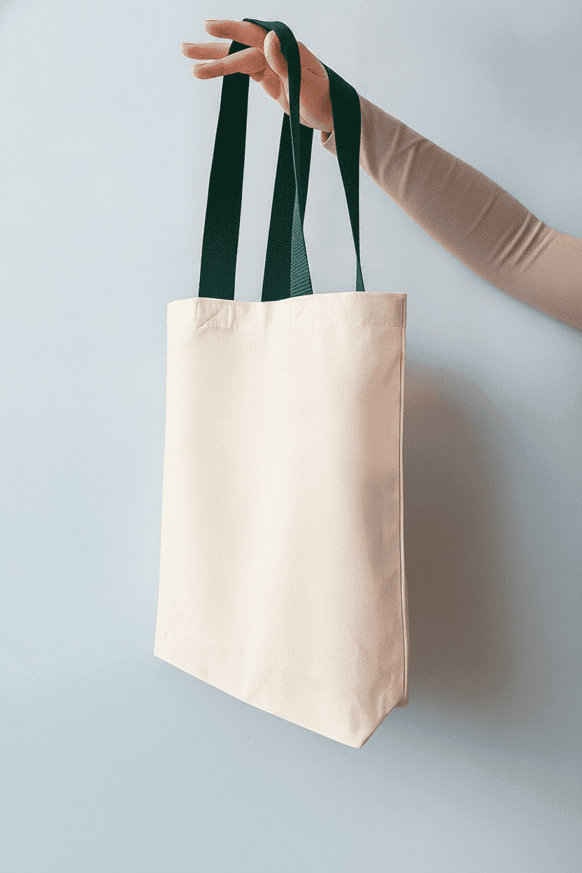 Cotton Tote Bag with Pocket and Long Strap