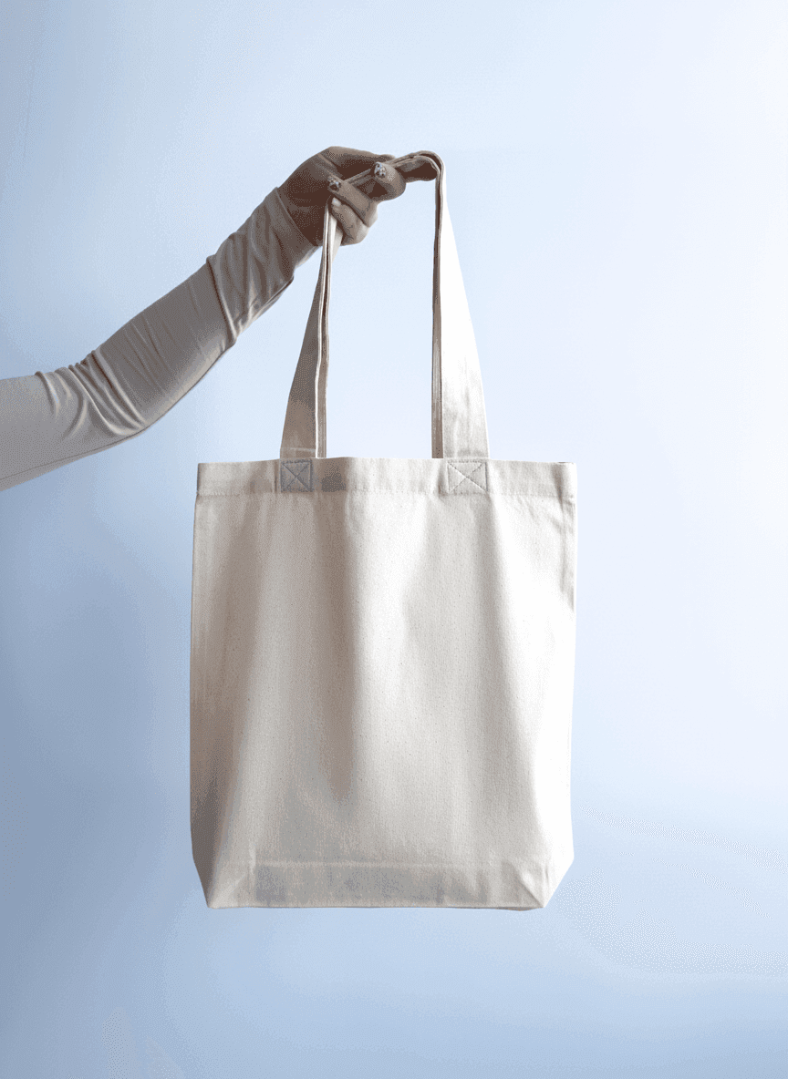 Шоппер из хлопковой двунитки с длинными ручками для покупок