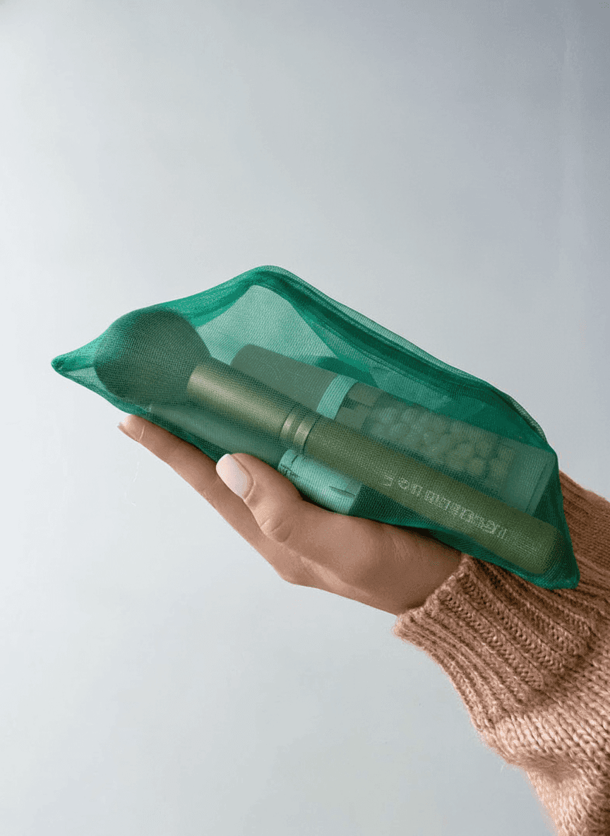 Clear Mesh Drawstring Makeup Pouch