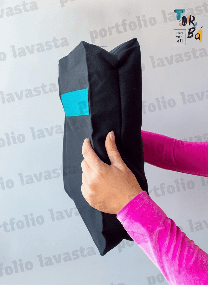 Tote bag with long colored handles