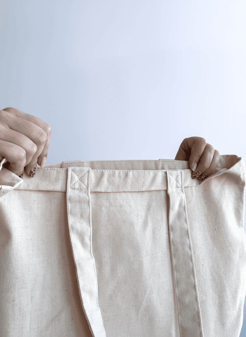 Вертикальний шопер із бавовняної напівпанами, довгі ручки