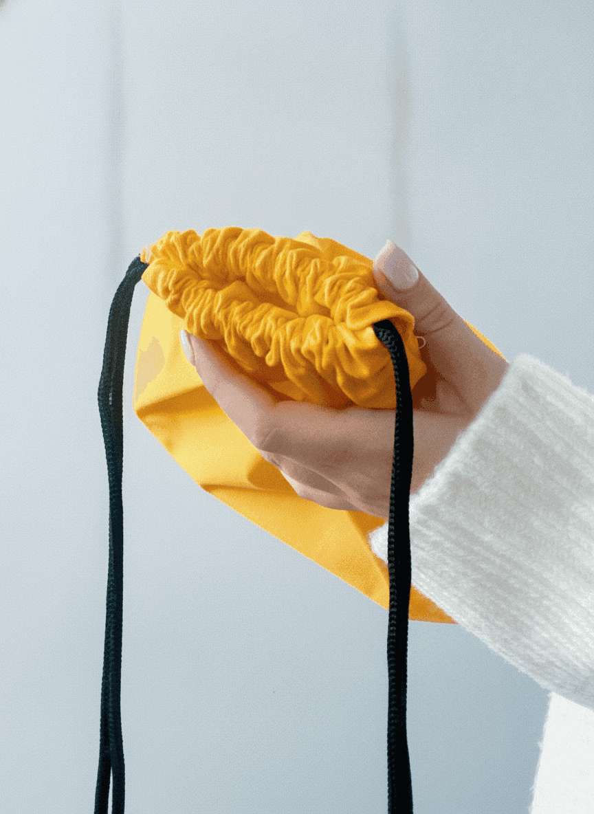 Yellow Calico Pouch with Flat Bottom