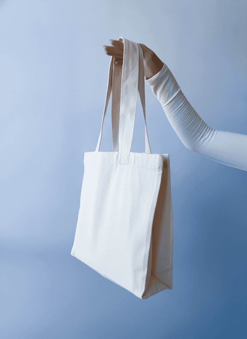 Cotton tote bag with reinforced handles