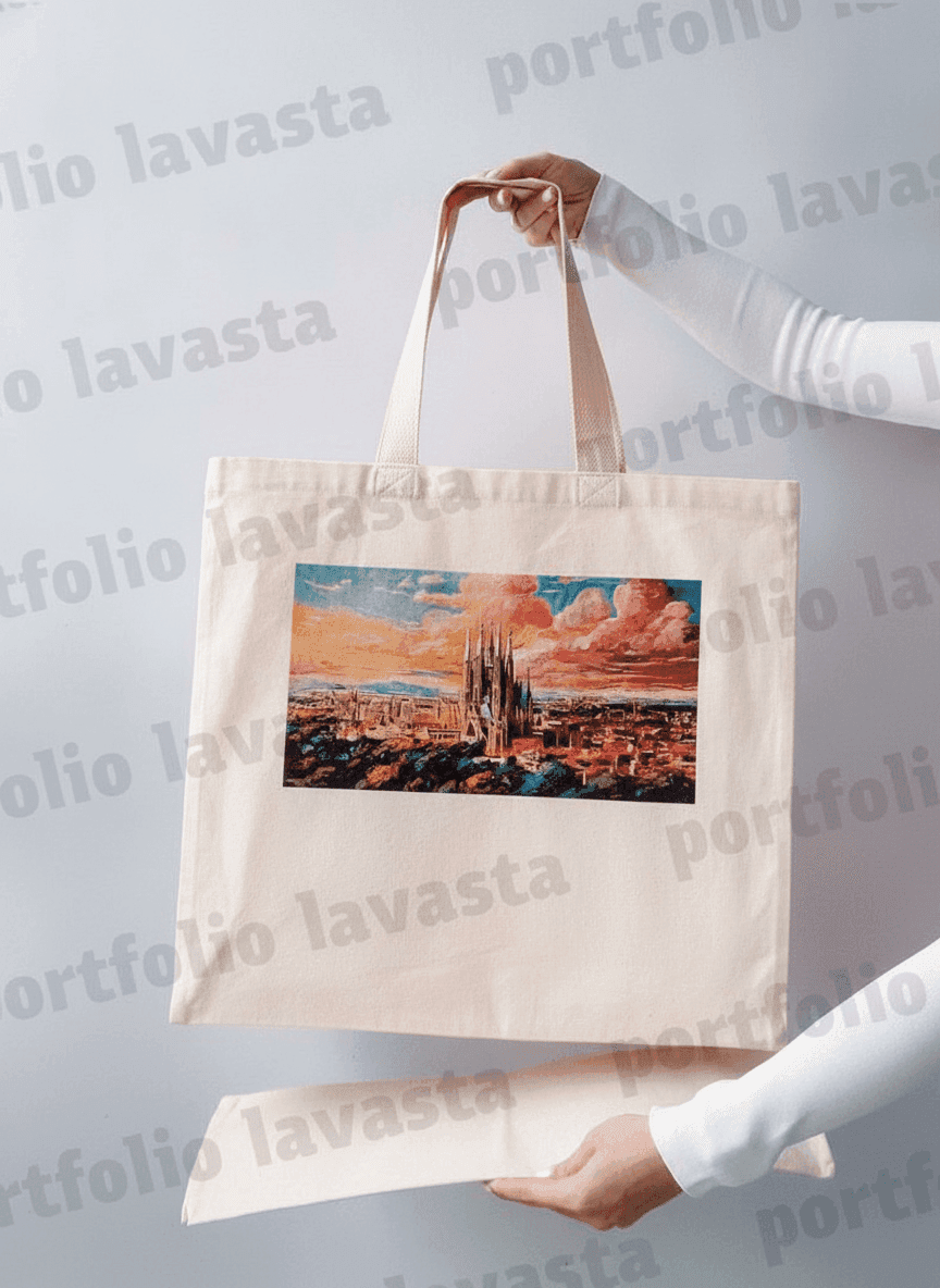 Beige Double-Ply Cotton Tote with Sturdy Handles