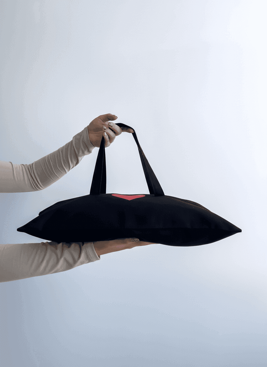 Шопер из хлопковой саржи с черными ручками для покупок