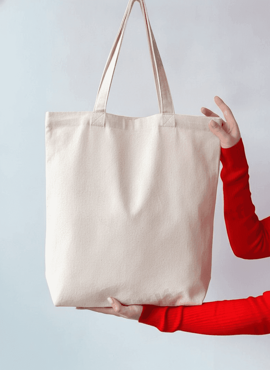 Large Midweight Cotton Tote Bag with Flat Bottom