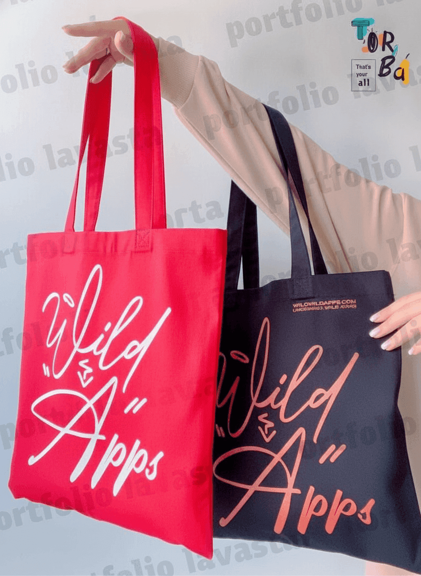 Red sturdy cotton tote bag