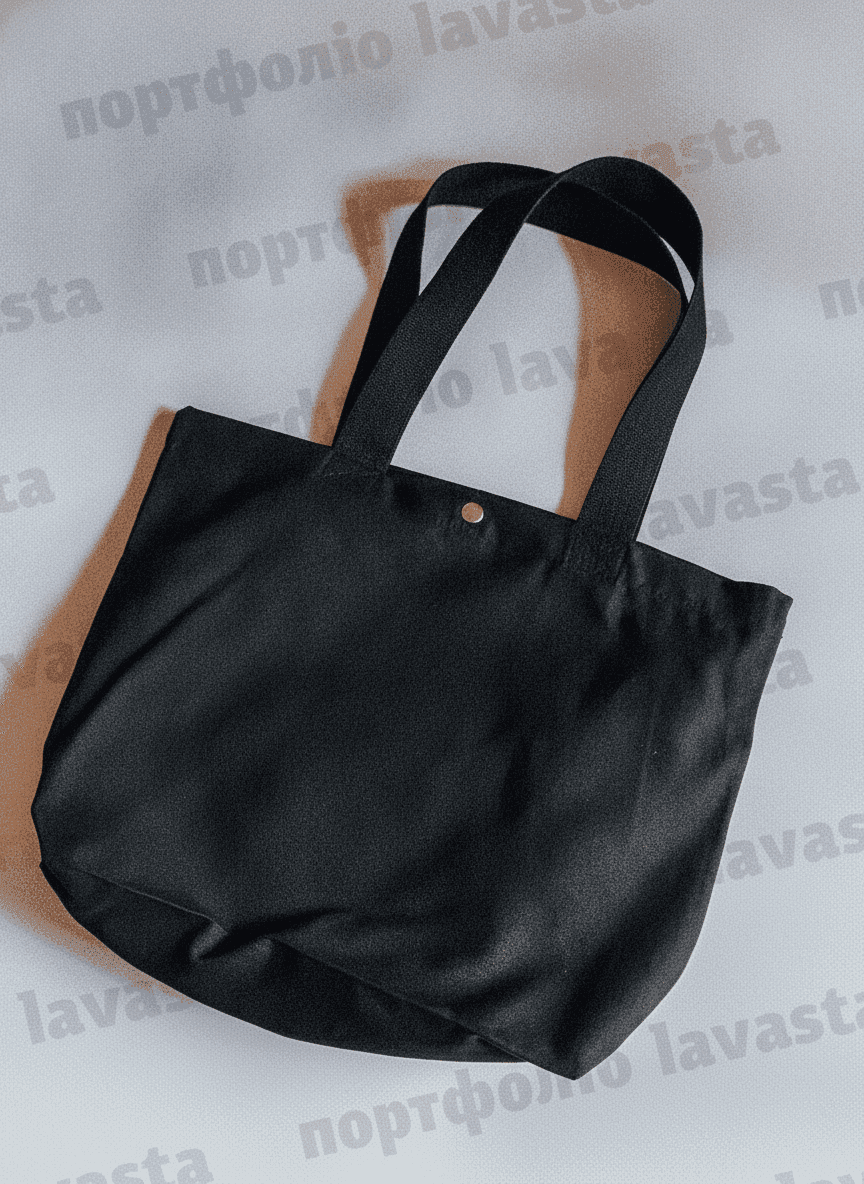 Black Double-Knit Tote with Organizer