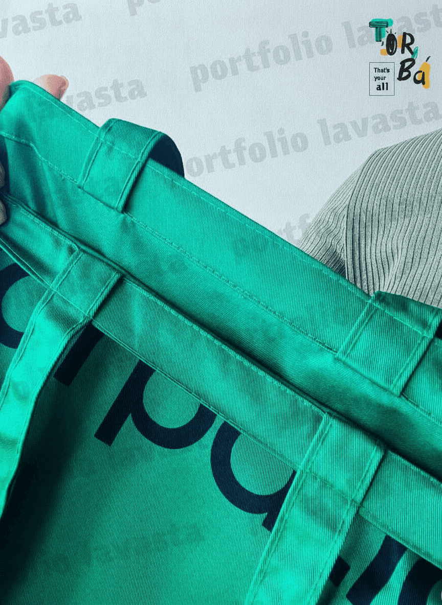 Green twill tote bag