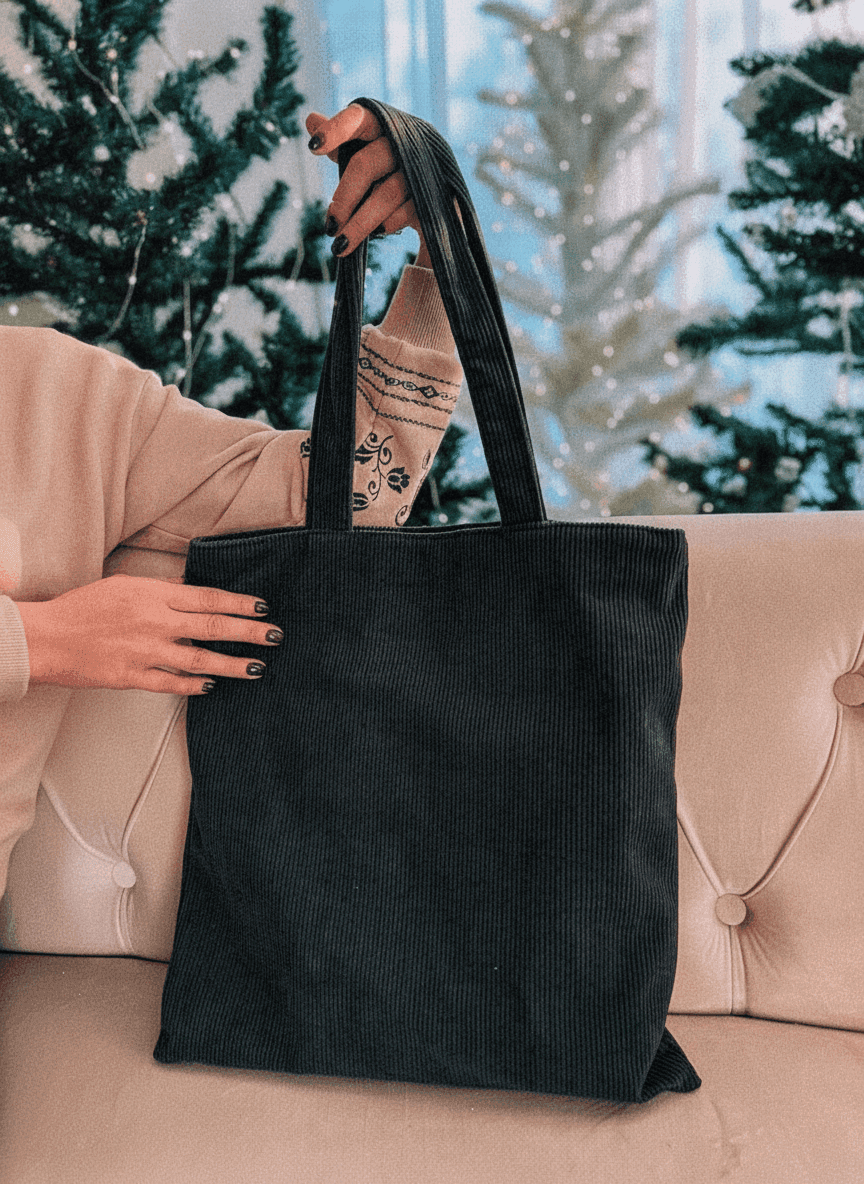 Corduroy Tote with Lined Inner Pocket