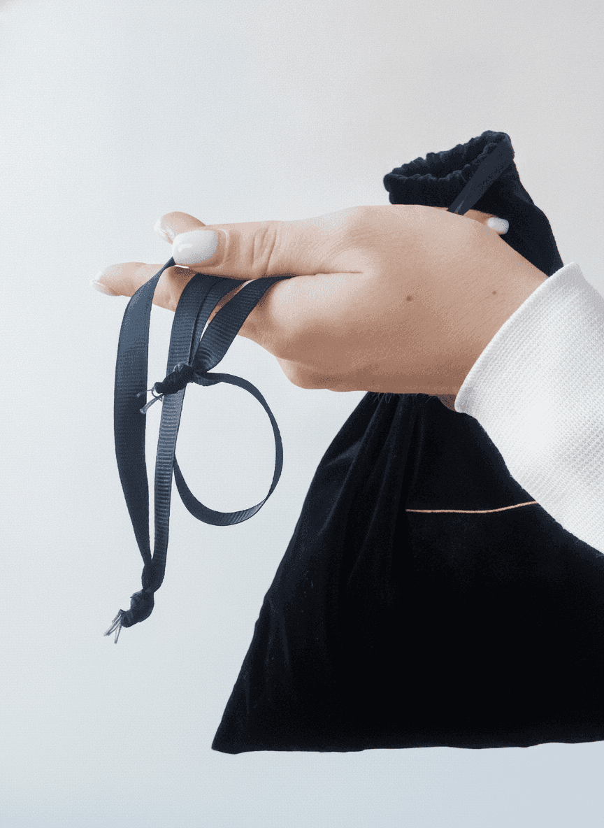 Black Velour Side Drawstring Pouch