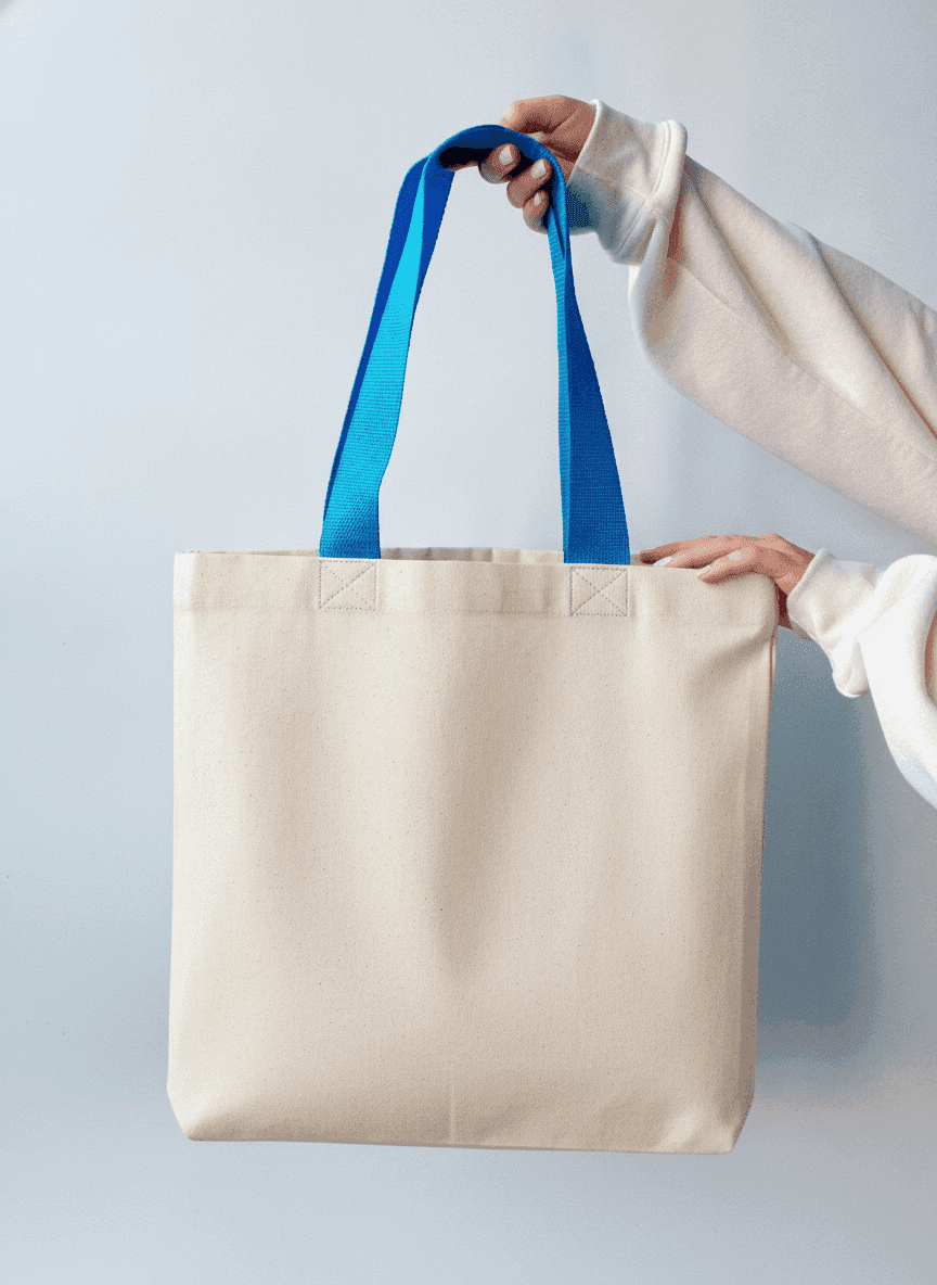 Structured Twill Tote Bag with Metal Frame