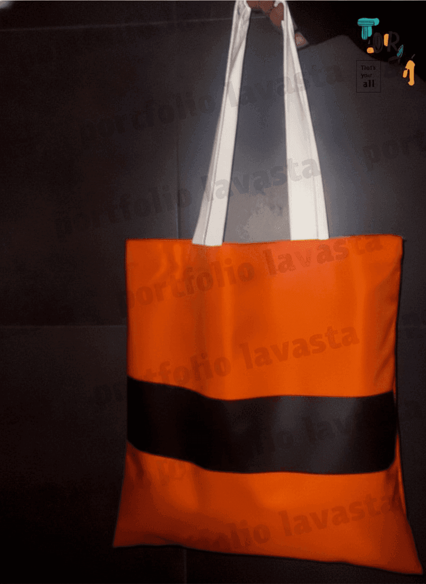 Waterproof tote bag with long reflective strap