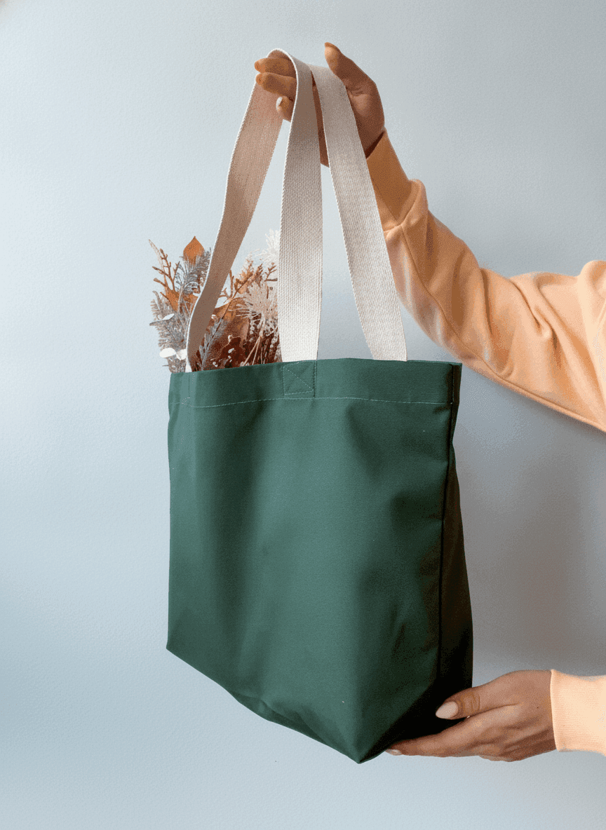 Canvas Beach Tote with Flat Bottom