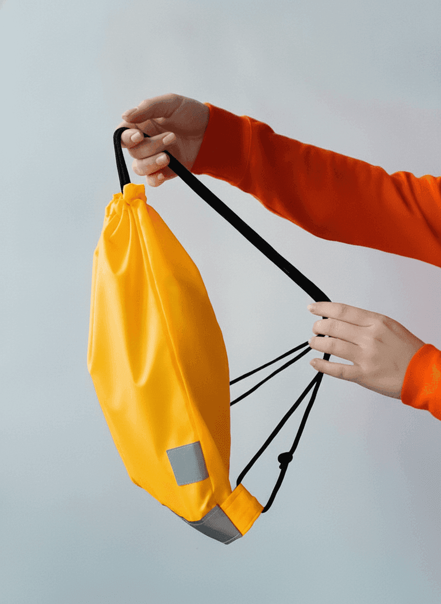 Yellow Nylon Backpack with Reflective Strip