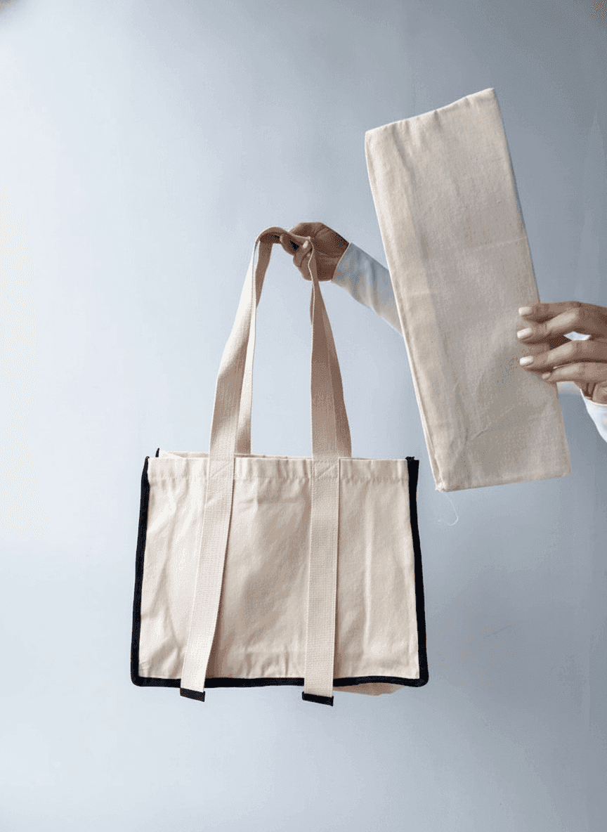 Twill Tote Bag with Interior & Exterior Pockets