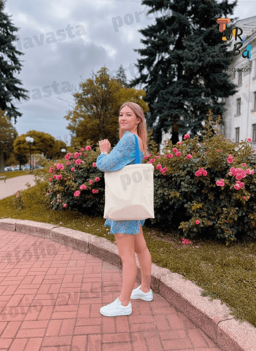Structured Twill Tote Bag with Metal Frame