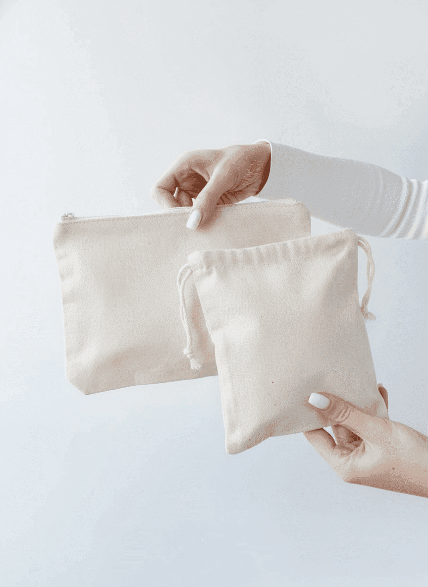 Natural Light Beige Double-Knit Pouch