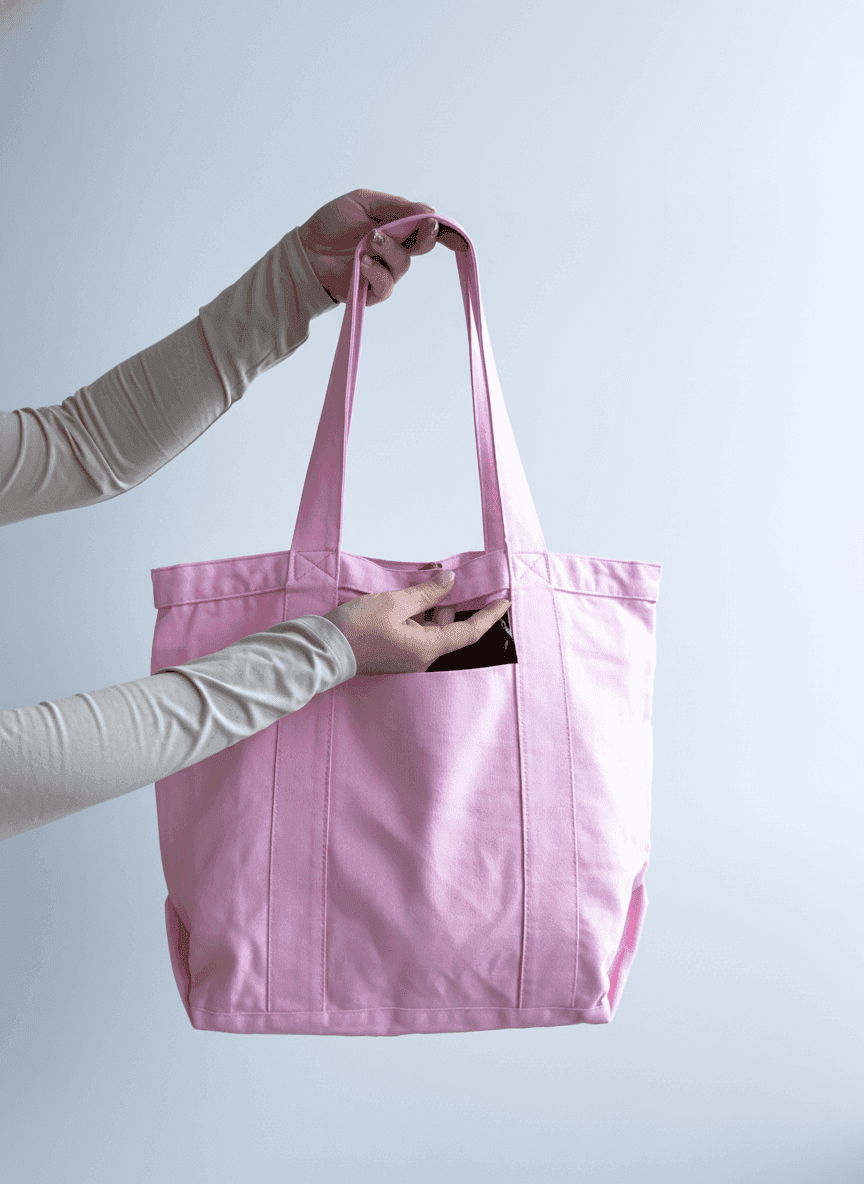 Шопер из канваса с ручками в тон для покупок