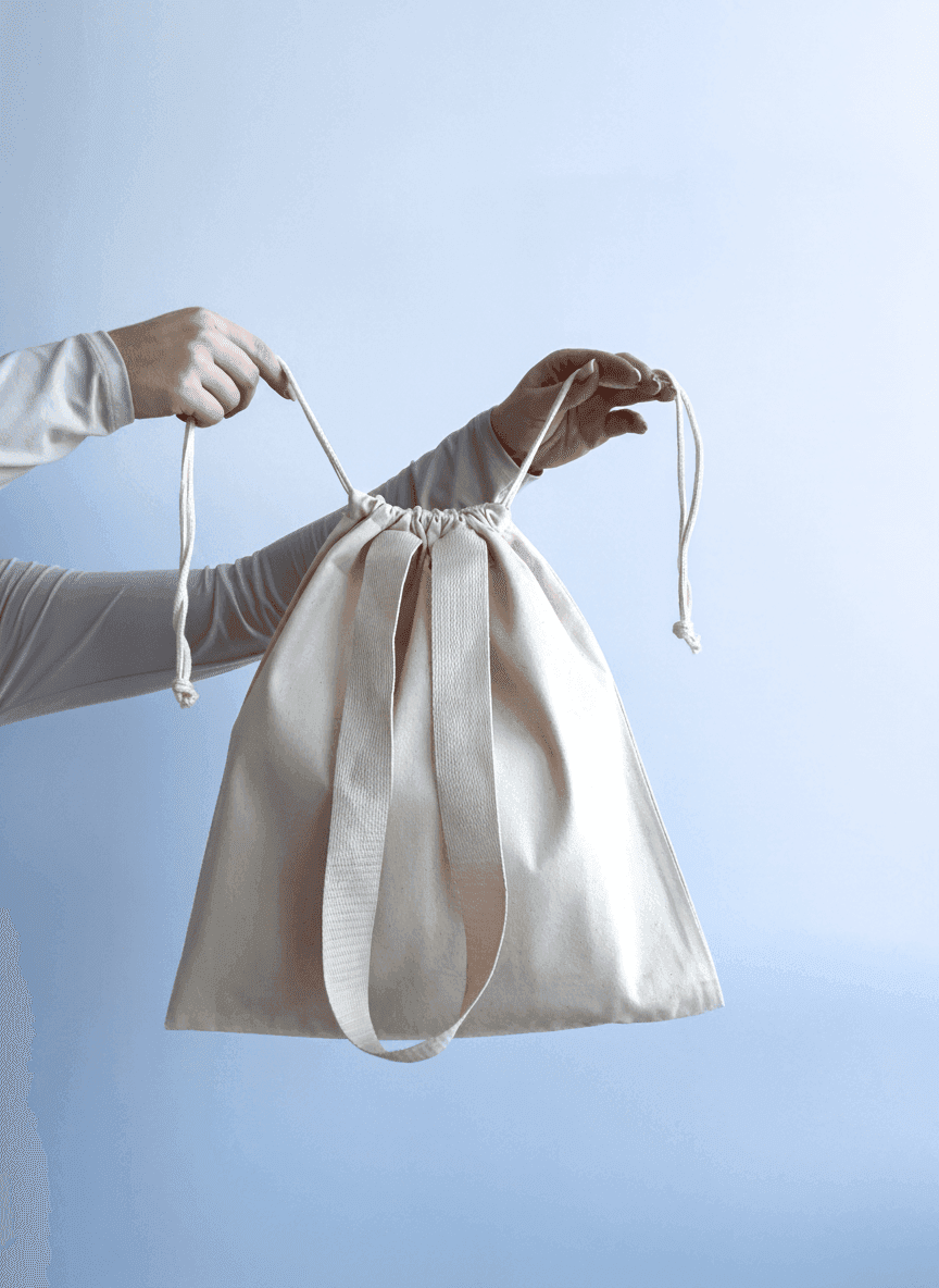 Прочный шопер из саржи с нашивными ручками для покупок