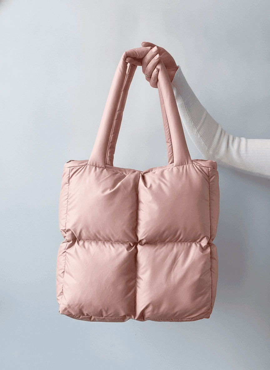 Blush Puffer Tote, Water-Resistant, Dual Handles