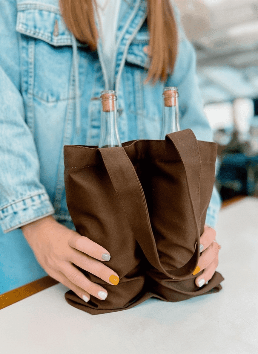 Heavy Cotton Double Bottle Tote Bag