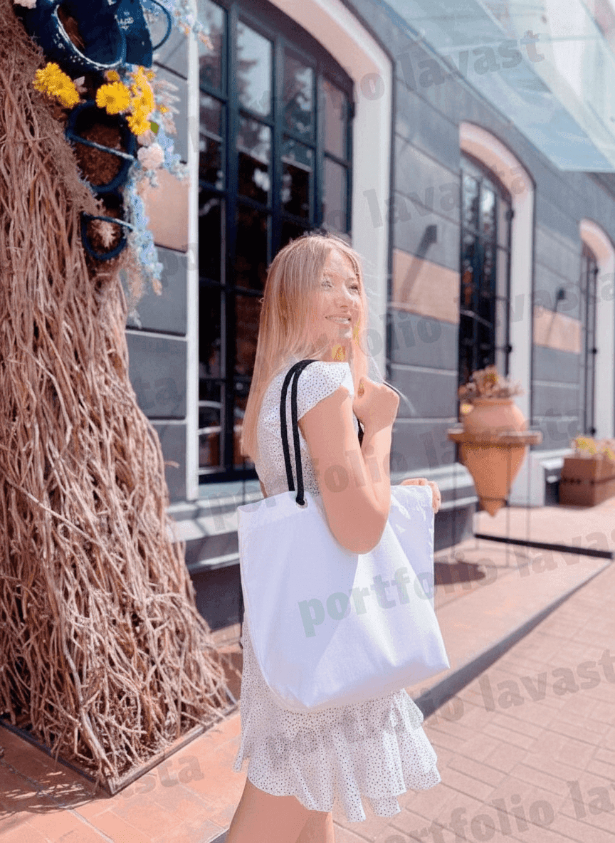 White Beach Tote with Rope Handles