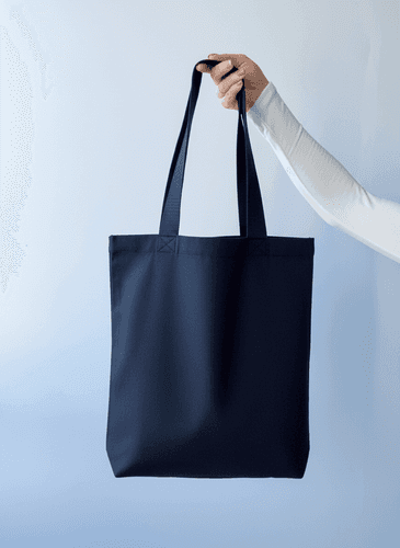 Высокий шопер из хлопковой саржи с длинными ручками на плечо