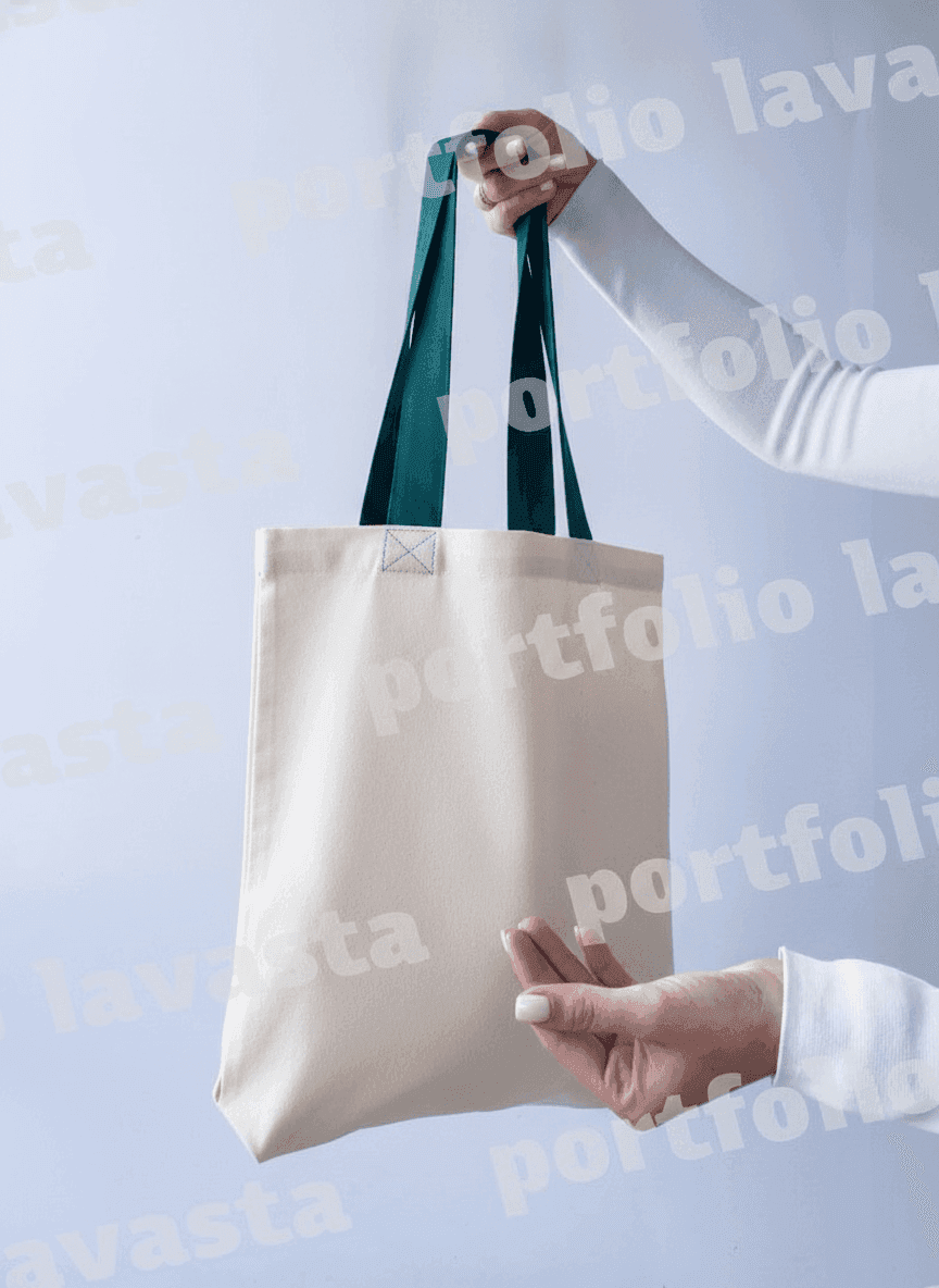 Twill Tote Bag with Exterior Pocket