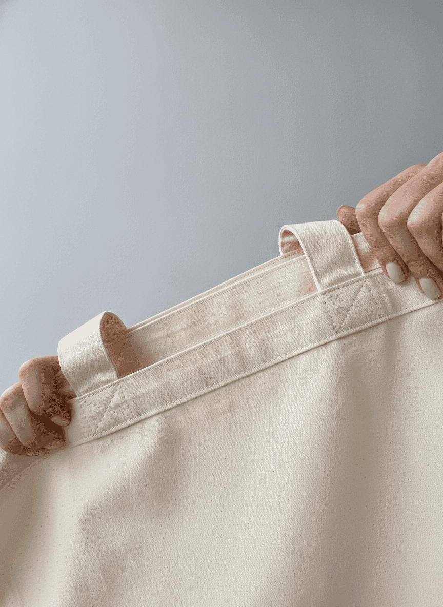 Beige Twill Shopper Tote